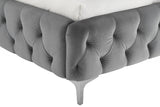 Bett MODERN BAROCK 160x200cm Samt grau im Chesterfield Stil im Barockstil