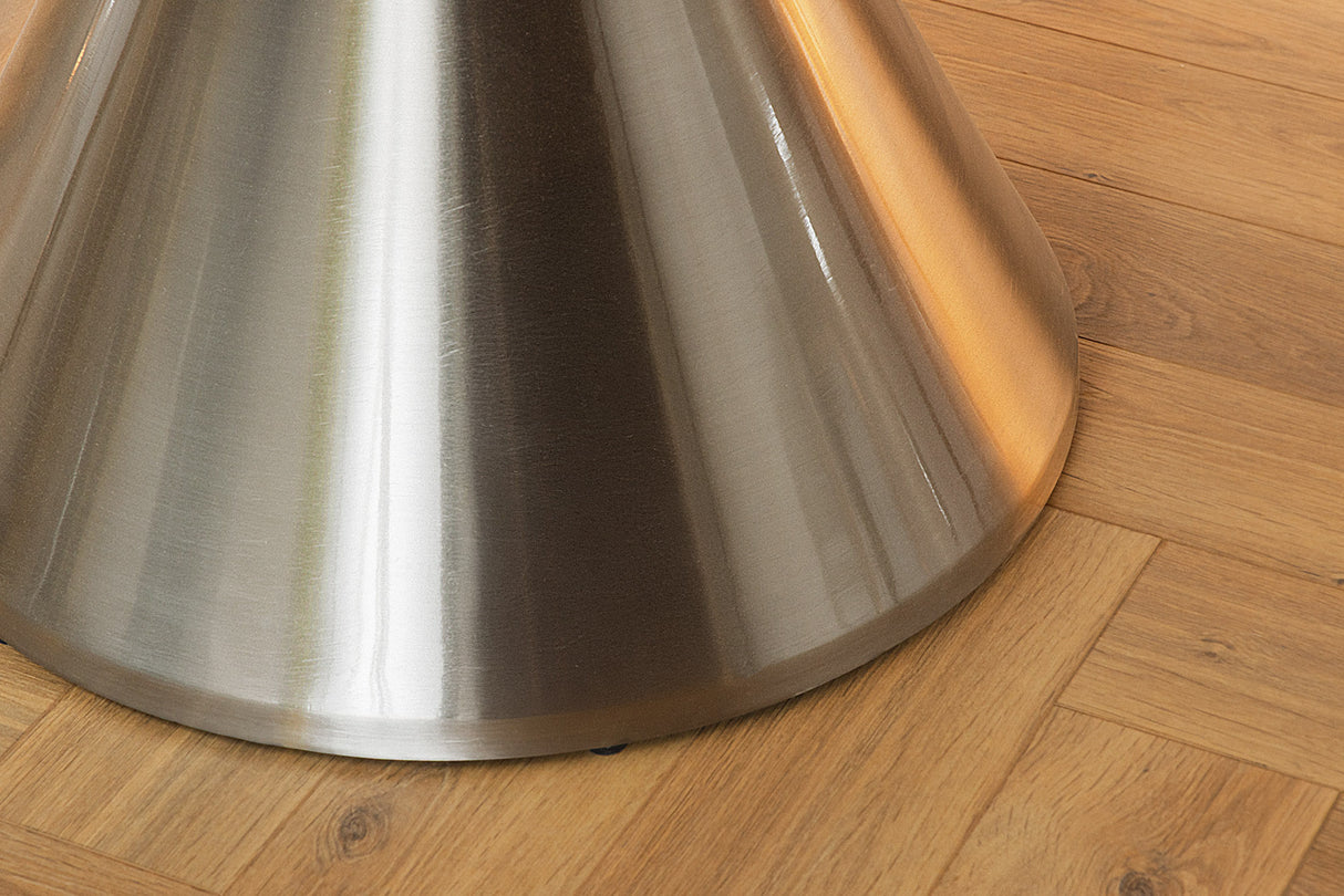 Esstisch ELEGANCIA 130cm rund Gestell Chrom schwarz Marmoroptik