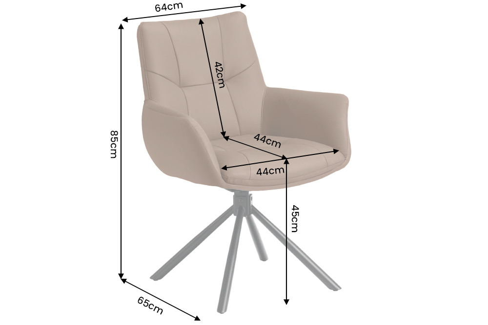 Swivel chair SIGNATURE 360° rotatable w/ armrests spring core leather cognac brown