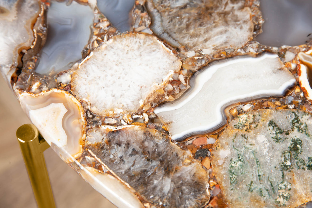 Coffee table NOBLE 65cm agate blue w/ removable plate white