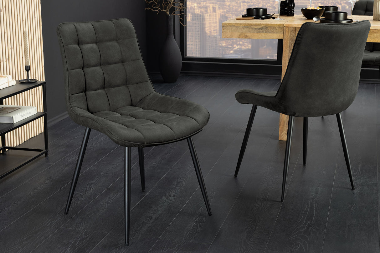 Stuhl ROADSTAR Microfaser dunkelgrau mit schwarzen Metallbeinen