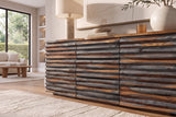 Sideboard RELIEF 160cm sheesham wood smoke finish