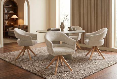 Swivel chair ORGANIKO 180° auto-return w/ armrests chenille fabric beige natural