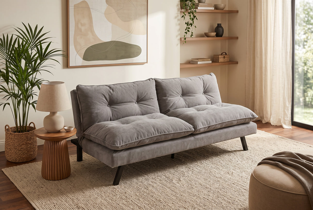 Sofa bed COCOONING 190cm 3-seater chenille grey