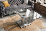 Couchtisch OCEAN 85cm Gestell silber ohne Glasplatte