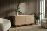 Sideboard SAVOY 150 cm 3D Natur mit Travertinmarmor-Keramikplatte