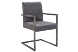 Cantilever chair BIG ASTON with armrests and brushed iron legs microfibre vintage grey