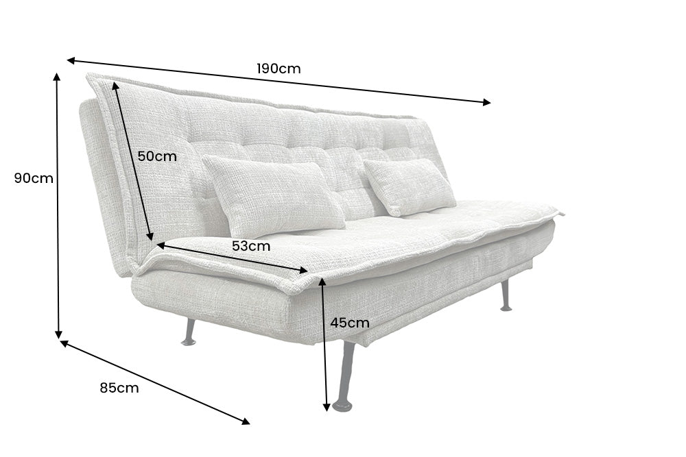 Sofa bed JAZZ 195cm 3-seater chenille fabric champagne beige