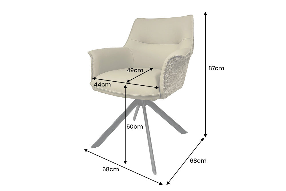 Swivel chair LE GRAND rotatable 180° w/ armrests textured cloth and leather taupe