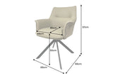 Swivel chair LE GRAND rotatable 180° w/ armrests textured cloth and leather taupe