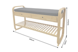 Shoeshelf ZEN-BO 100cm w/ drawer bamboo natural grey