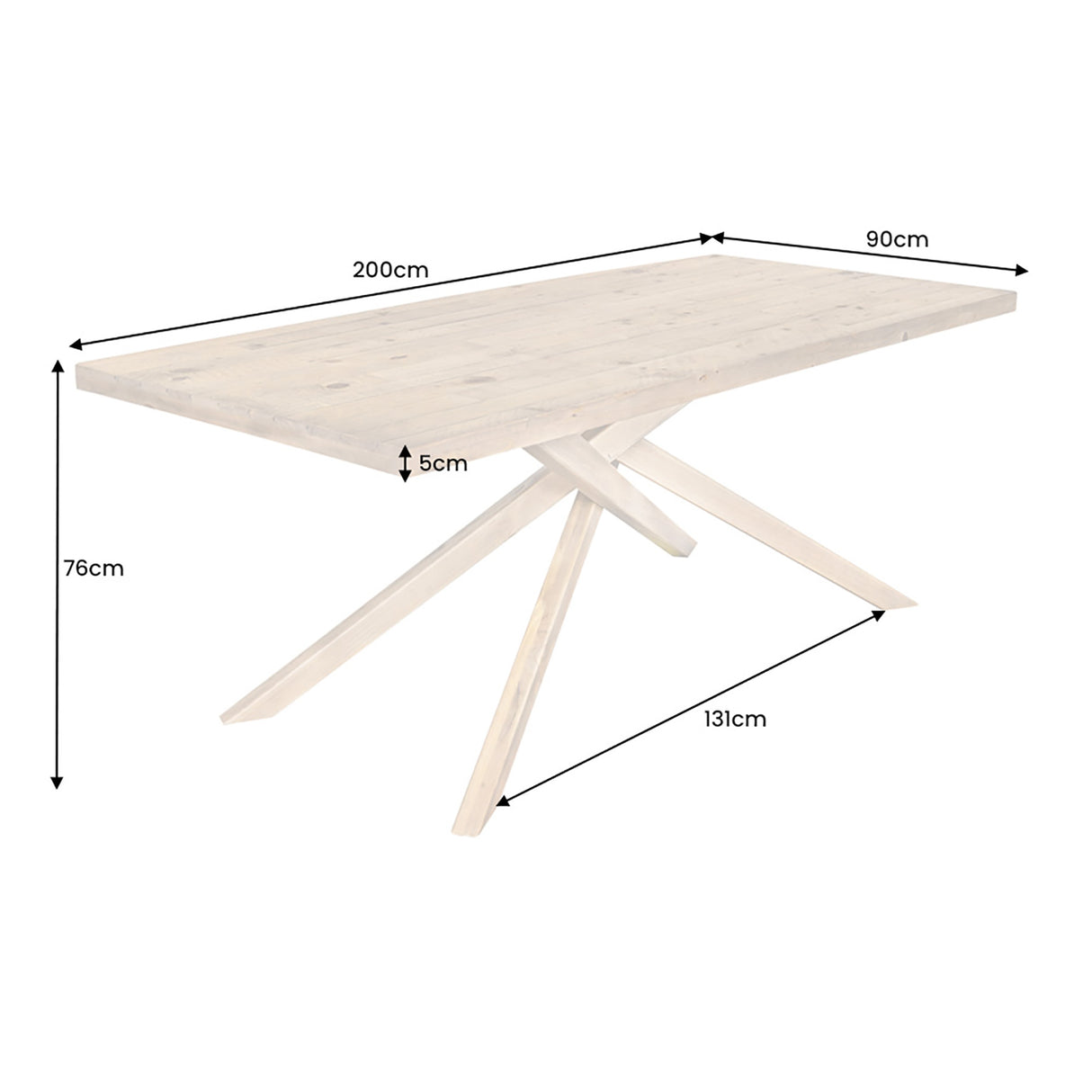 Dining table WOOD SCULPTURE 200cm recycled pinewood natural