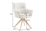 Swivel chair LE GRAND rotatable 180° grey chenille fabric w/ armrests and oak wood legs