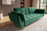 Sofa bed BOUTIQUE 215cm 3-seater velvet emerald green