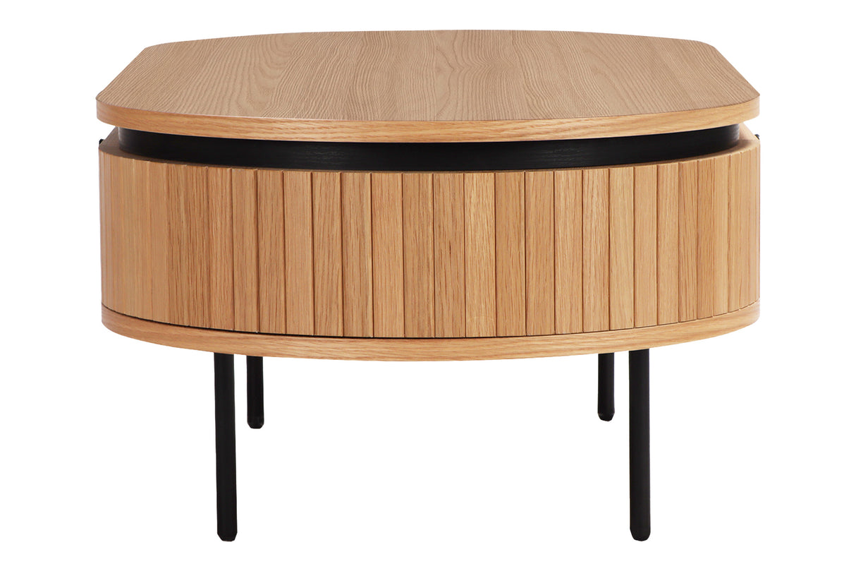 Coffee table ATELIER 120cm natural oak wood look w/ black legs