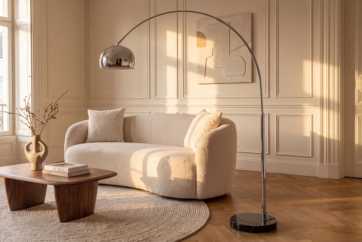 Floor lamp BIG BOW 170-210cm chrome w/ marble base