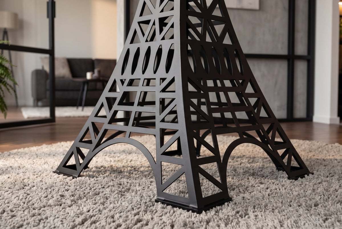 Bar table PARIS LOFT 105cm Eiffel Tower design mango wood dark brown black