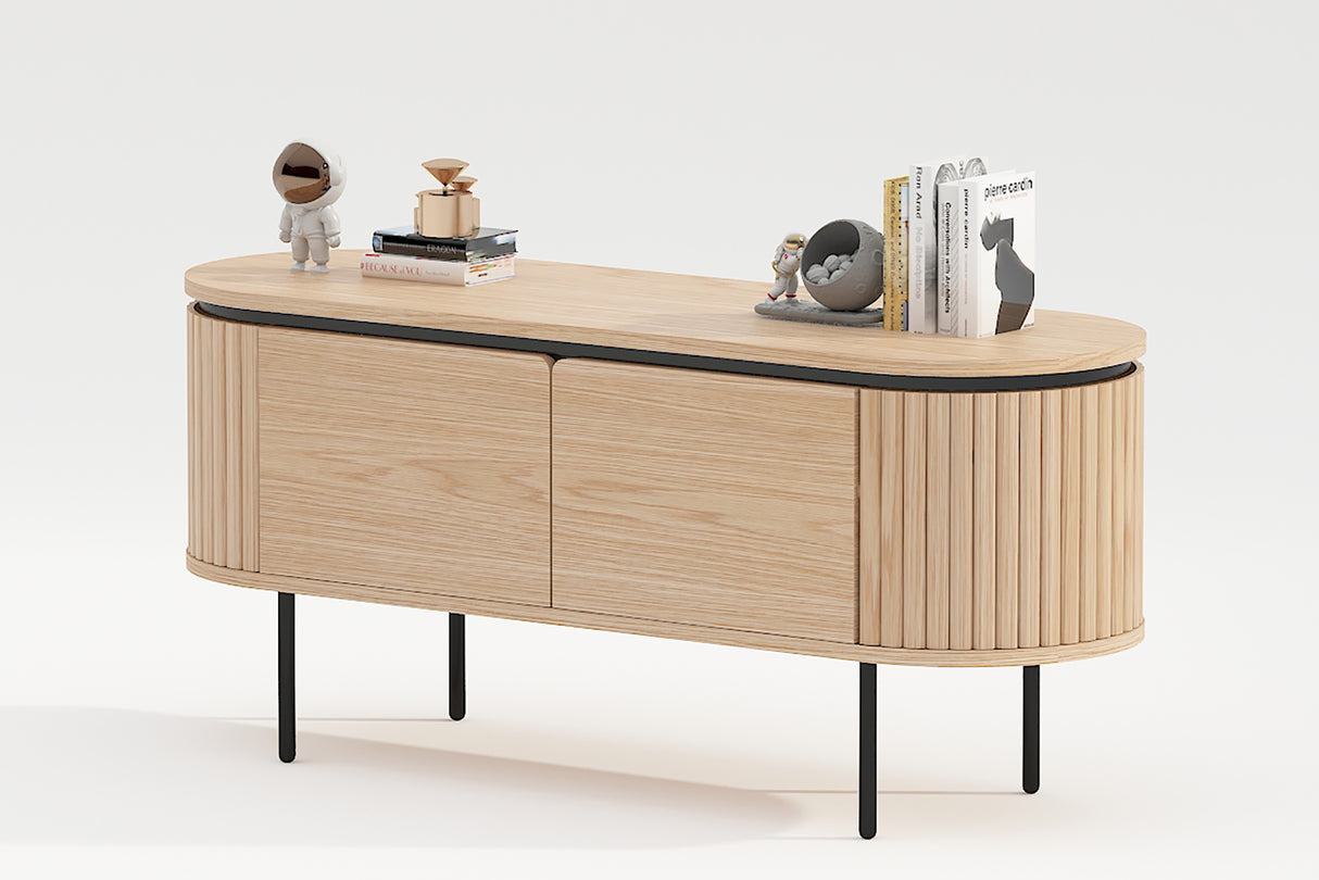 TV-Board ATELIER 120cm natural oak wood look w/ black legs