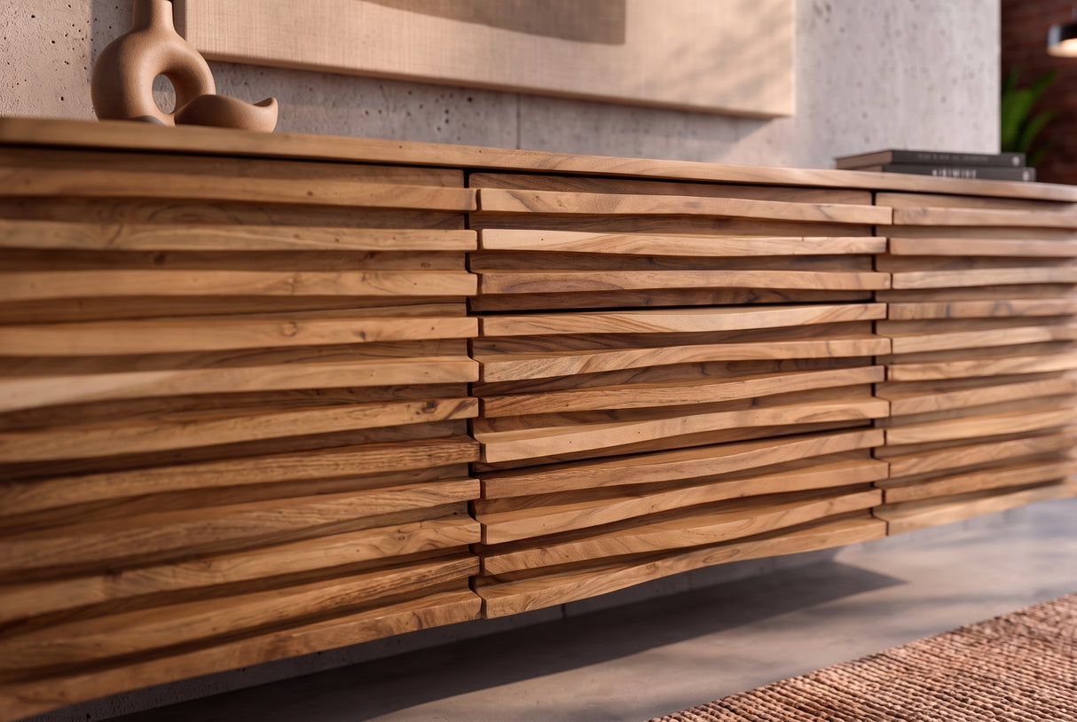 Sideboard RELIEF 175cm hängend Akazienholz natur