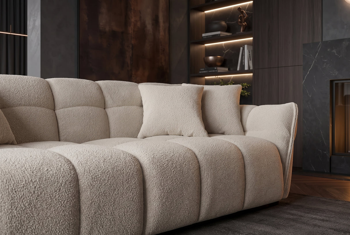 Sofa CLOUD 260cm 3-Sitzer XXL Bouclé Champagner Greige