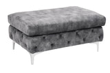 Stool MODERN BAROCK 90cm velvet dark grey in chesterfield style