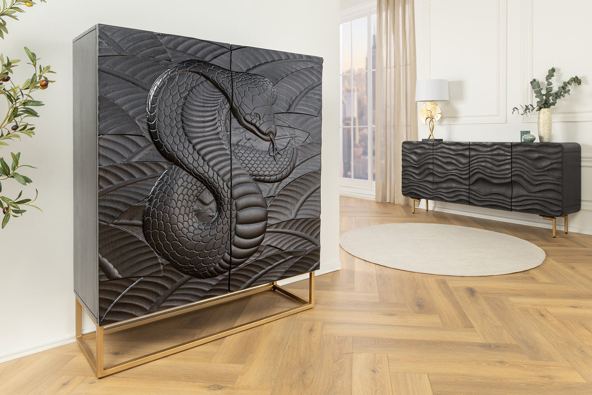 Highboard SNAKE 120cm schwarz Mangoholz