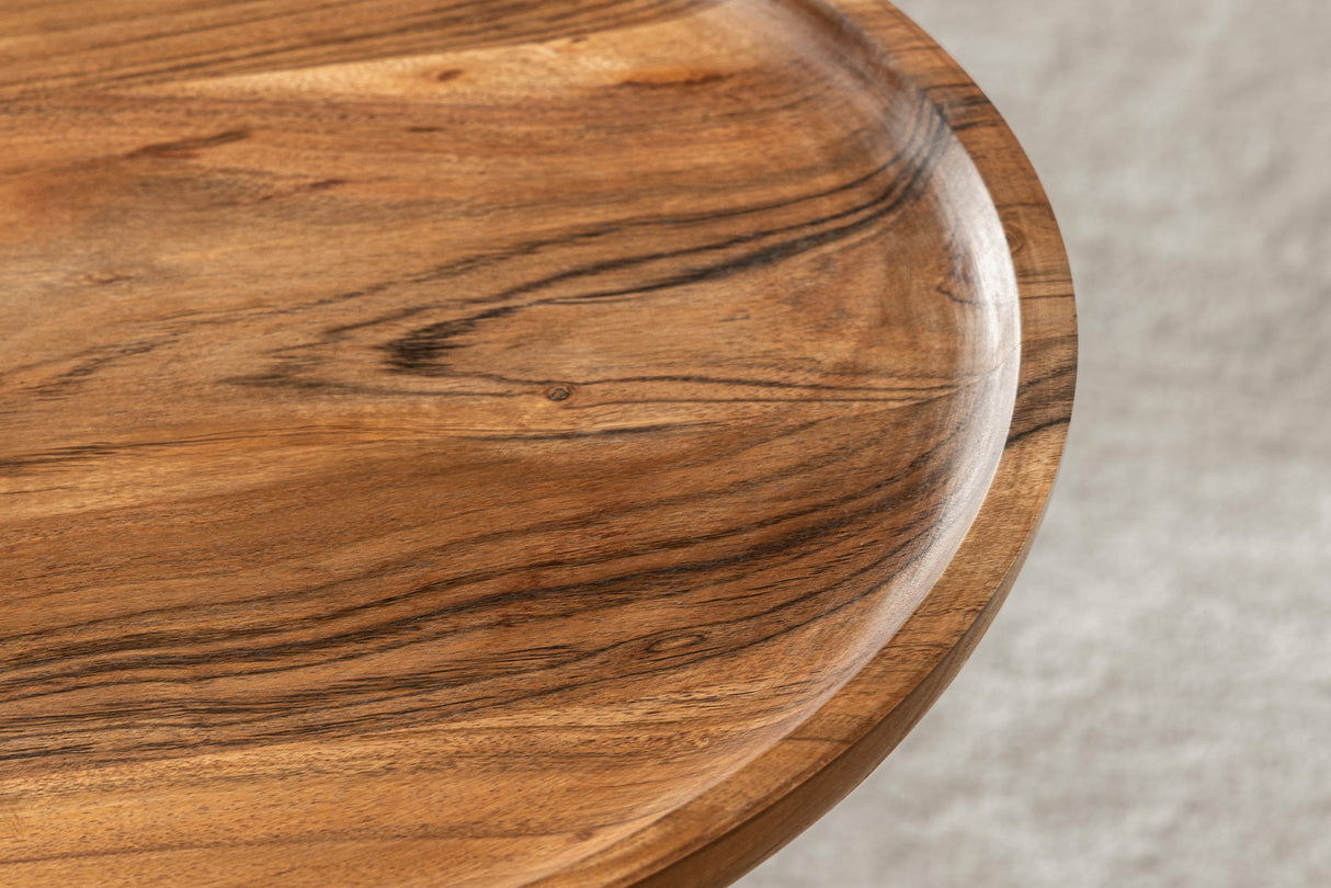 Side table TRAYFUL 55cm round 40cm cacia top and marble base