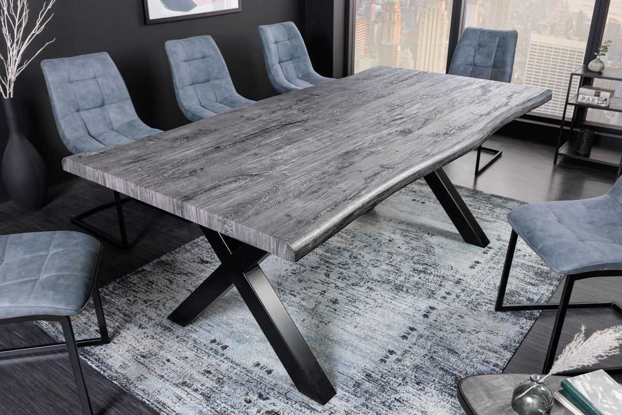 Dining table WILD 160cm table top 50mm whitewashed wild oak look grey