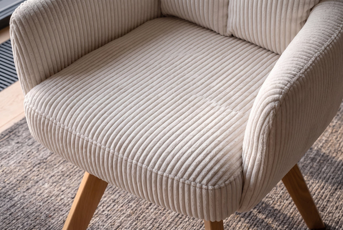 Drehsessel BIG GEORGE 360° drehbar Buchenholzgestell m. Armlehnen Federkern Cord beige