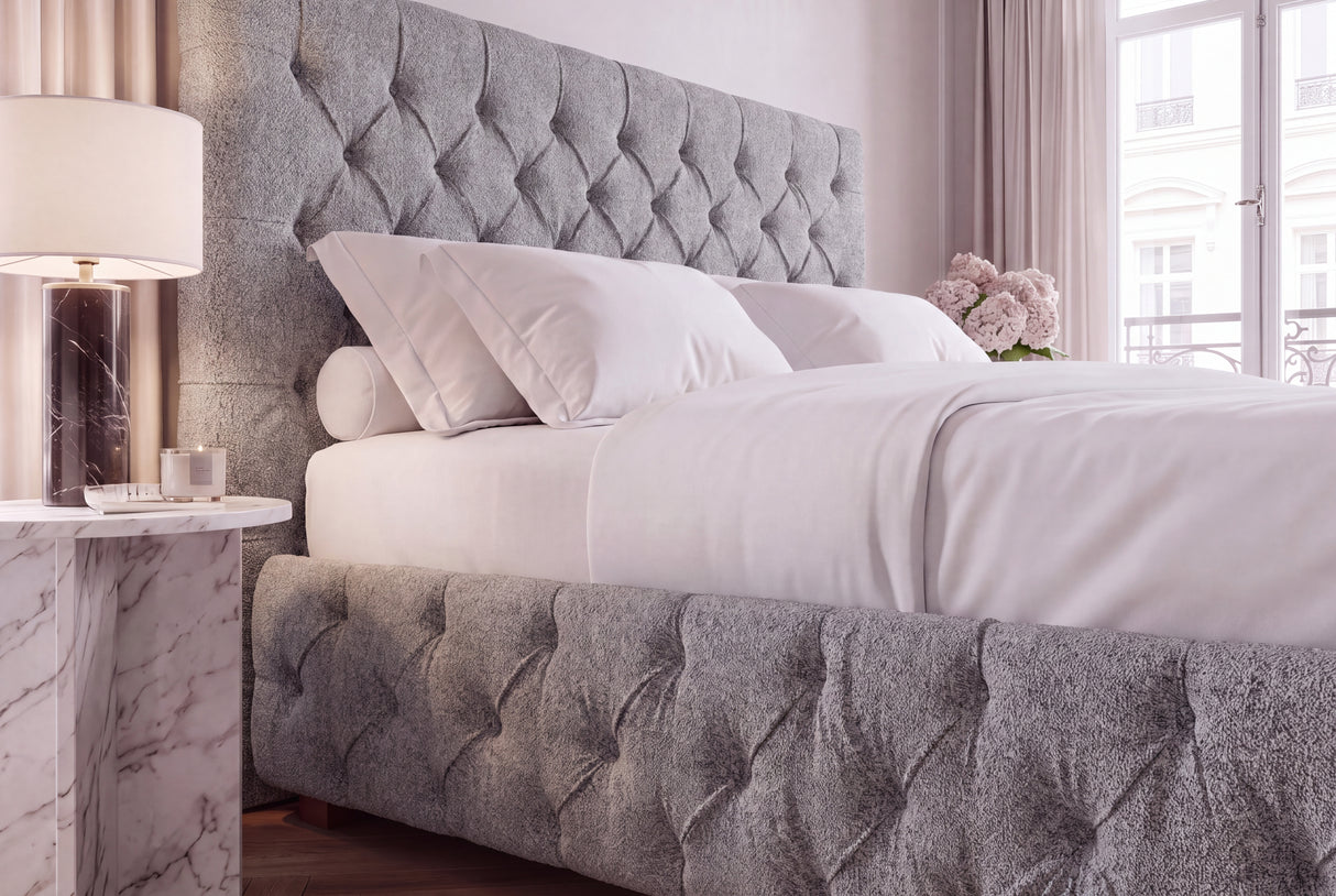 Bed PARIS CHESTERFIELD 180x200cm bouclé grey