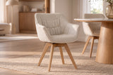 Sessel THE DUTCH COMFORT 180° Auto-Rückholfunktion m. Armlehnen Bouclé-Tweed weich beige natur