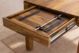 Dining table MAKASSAR 160-240cm extendable sheesham wood brown stone finish