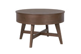Coffee table KYOTO 70cm round w/ storage space walnut wood verneered