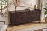 Sideboard TRIBAL 180cm 3D Antik-Look Mangoholz dunkelbraun