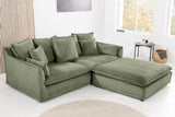 Sofa HEAVEN 200cm 3-Sitzer Federkern abnehmbarer Bezug Cord grün