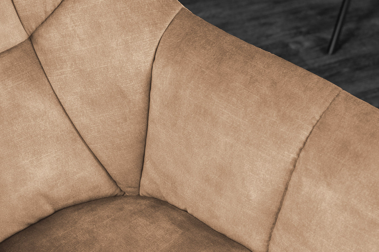 Swivel chair PAPILLON rotatable 180° w/ armrests velvet champagne greige