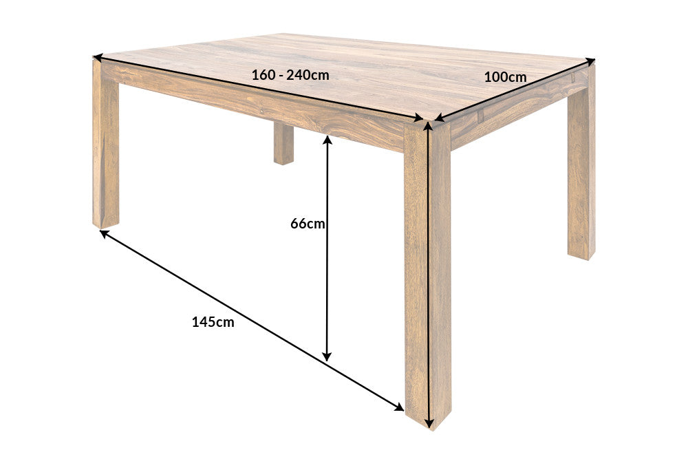 Table à manger LAGOS 160-240cm avec panneaux perforés sheesham