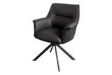 Swivel chair LE GRAND rotatable 180° w/ armrests textured cloth and leather black