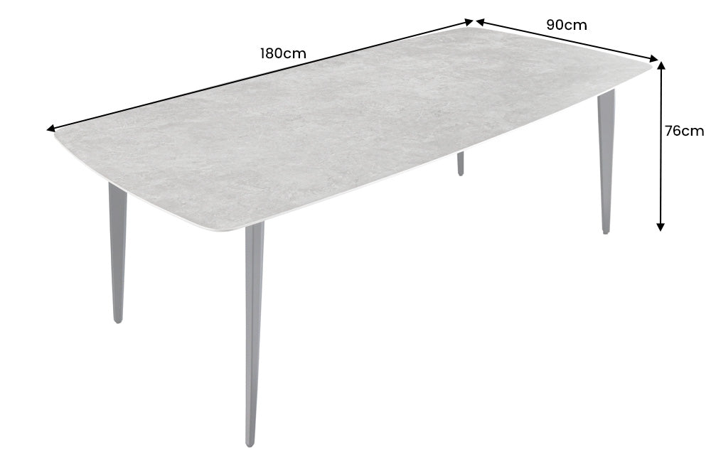 Table à manger MILANO 180cm en céramique et marbre gris