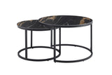 Coffee table ELEGANCE 75cm set of 2 aurora oro ceramic black gold sand