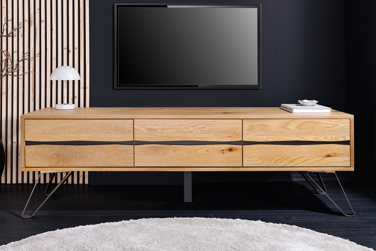 TV-Lowboard LIVING EDGE 160cm oak wood w/ black legs