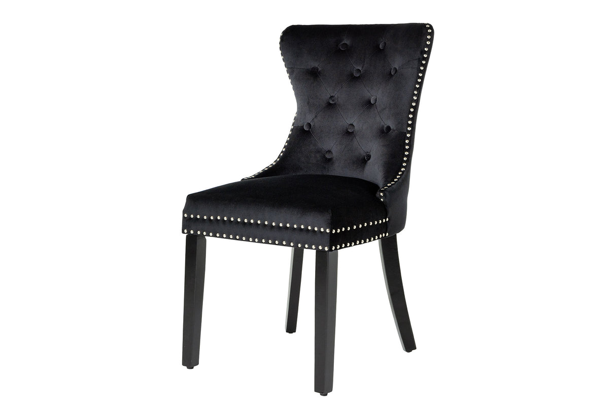 Chair CASTLE w/ comfort handle velvet black in baroque style