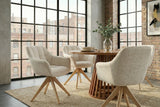 Swivel chair PAPILLON rotatable 180° w/ armrests chenille champagne beige oak