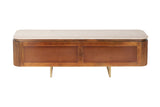 TV-Board GATSBY 160cm retro style mango wood travertine top brown gold