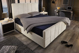 Bett PRESTIGE 180x200cm Bouclé cremefarben mit Stauraum
