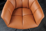 Swivel chair PAPILLON rotatable 180° with armrests leather cognac black