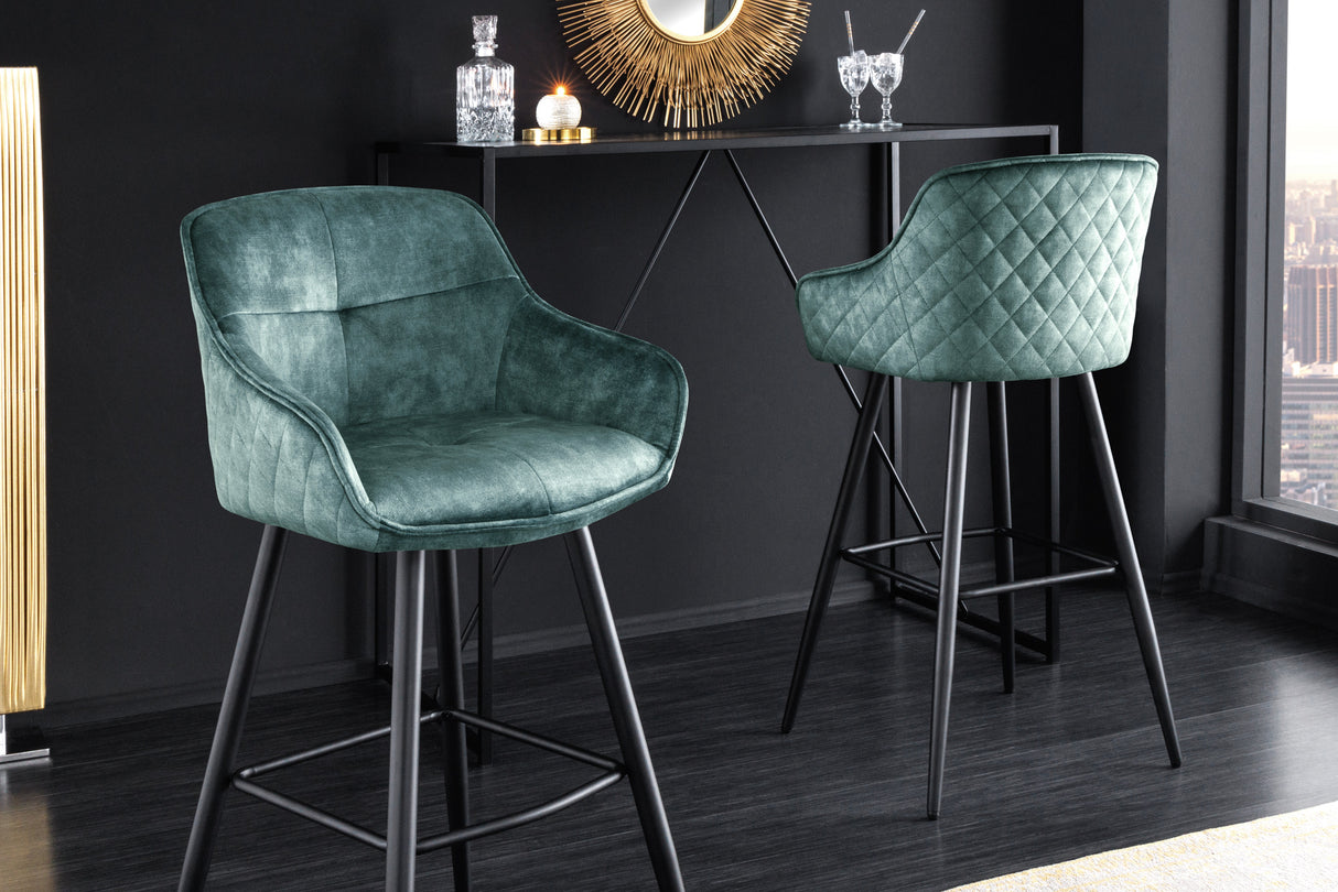 Bar chair EUPHORIA 74cm velvet teal