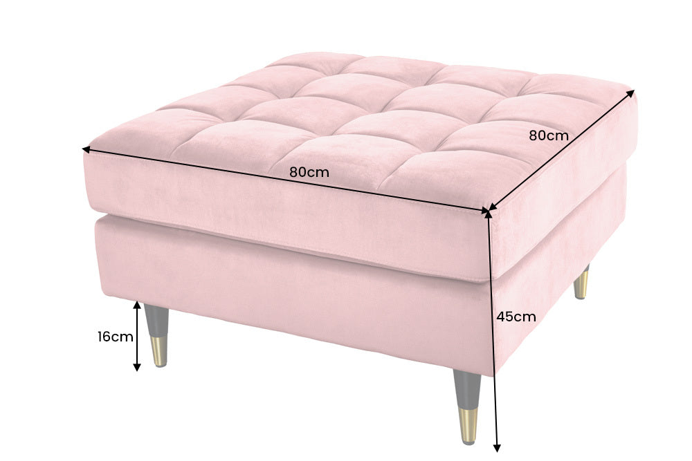 Stool COZY VELVET 80cm velvet dusky pink