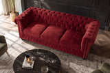 Sofa CHESTERFIELD 205cm 3-Sitzer Samt Rot