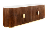 Sideboard GATSBY 180cm Mangoholz Marmorplatte weiß